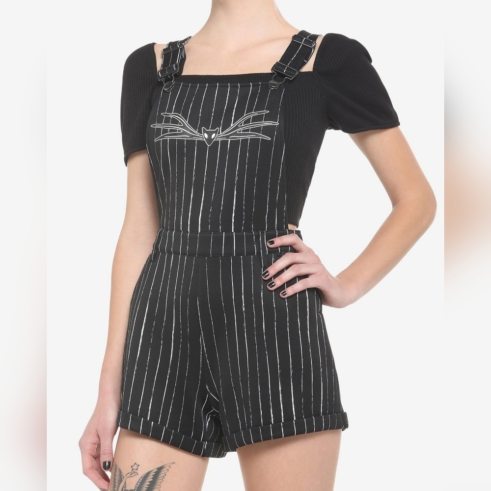Disney Nightmare Before Christmas Jack Pinstripe Shortalls XL - Picture 3 of 8